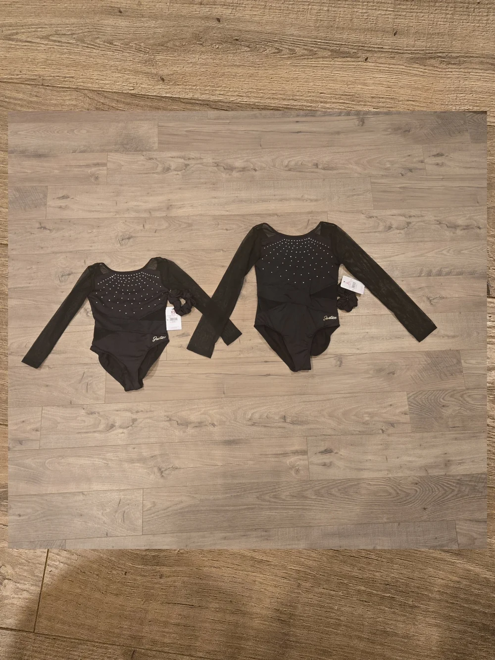 NWT Justice Long Sleeve Rhinestone Leotard Set Multisize Avail XS 5/6 & LG 12/14